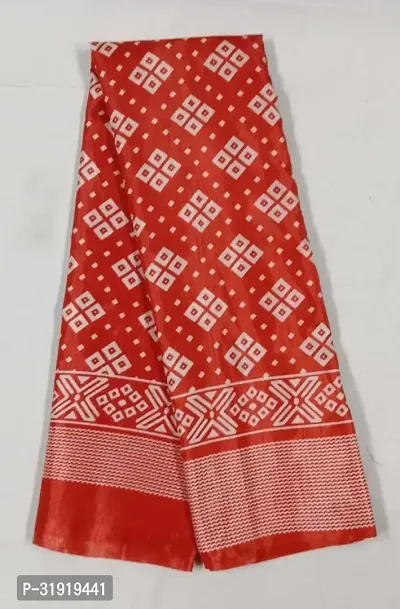 Stylish Red Cotton Blend Printed Saree With Blouse Piece For Women