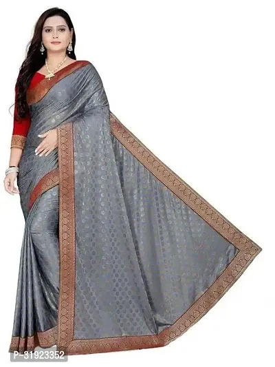 Stylish Grey Lycra Printed Saree With Blouse Piece For Women-thumb0