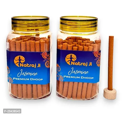 Premium Jasmine Fragrance Dry Dhoop Stick with stand (100 Gms + 100 Gms)-thumb0