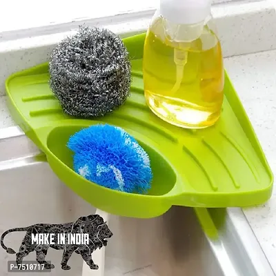 Kitchen Sink Corner Wash Basin Sponge Soap Scrub ABS Brush Storage Holder Rack with Suction Cup-thumb0