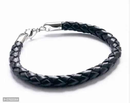 Contemporary Black Leather Bracelets For Men And Boys
