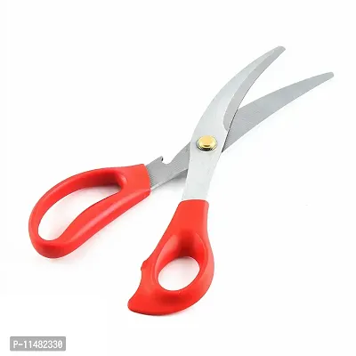 Top Chef Korean Shears/ Kitchen Scissors for Chicken, Poultry, Fish, Seafood, Meat, Vegetables, Herbs, BBQ, Barbeque, Heavy Duty Stainless Steel (Red)