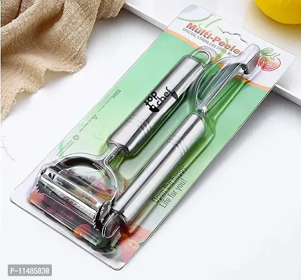 Stainless Steel Dual Julienne & Vegetable Peeler, Silver (Pack of 2)