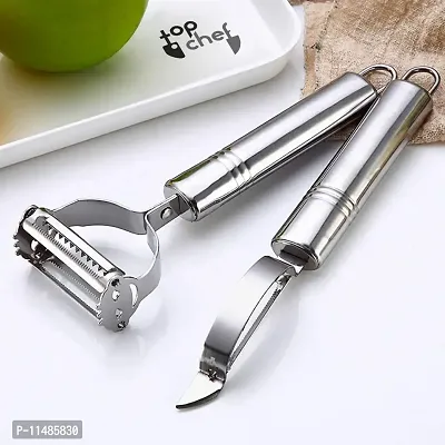 Stainless Steel Dual Julienne & Vegetable Peeler, Silver (Pack of 2)-thumb2