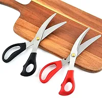 Top Chef Korean Shears/ Kitchen Scissors for Chicken, Poultry, Fish, Seafood, Meat, Vegetables, Herbs, BBQ, Barbeque, Heavy Duty Stainless Steel (Red)-thumb2