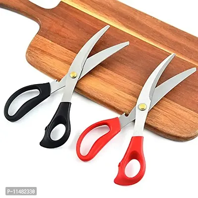 Top Chef Korean Shears/ Kitchen Scissors for Chicken, Poultry, Fish, Seafood, Meat, Vegetables, Herbs, BBQ, Barbeque, Heavy Duty Stainless Steel (Red)-thumb3