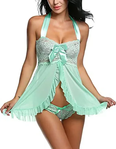 Fancy Net Babydoll Dress for Women