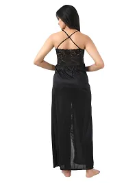 Satin Solid Maxi Length Nightgown (Black_Free Size)-thumb1