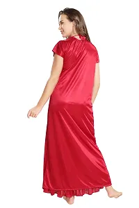 Reposey Women Maroon Satin Solid Nighty With Robe (Free Size )-thumb4