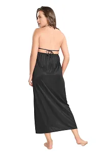 Reposey Women Black Satin Solid Nighty With Robe (Free Size )-thumb3