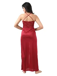 Satin Solid Maxi Length Nightgown (Maroon_Free Size)-thumb1