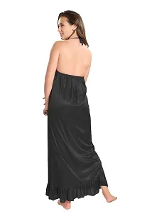 Reposey Women Black Satin Solid Nighty With Robe (Free Size )-thumb3