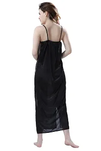 Satin Solid Maxi Length Nightgown (Black_Free Size)-thumb1