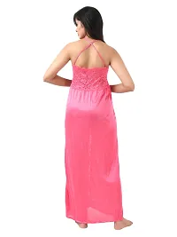 Satin Solid Maxi Length Nightgown (Pink_Free Size)-thumb1