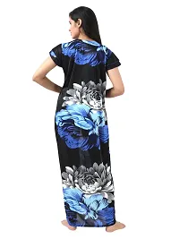 Satin Floral Maxi Length Nightgown (Blue_Free Size)-thumb1