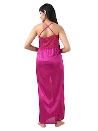 Satin Solid Maxi Length Nightgown (Magenta_Free Size)-thumb1