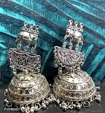 Trendy Silver Brass Jhumkas Earrings For Women-thumb0