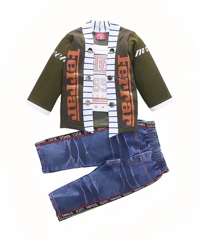 Kids Wear Button T-Shirt With Jeans