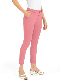 REVENZA Women's Lycra Stretchable Lightweight  Wrinkle Resistant Solid Trousers Pants (RVZF-1024_Pink_30)-thumb2
