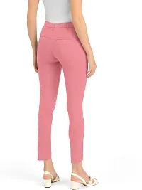REVENZA Women's Lycra Stretchable Lightweight  Wrinkle Resistant Solid Trousers Pants (RVZF-1024_Pink_30)-thumb3