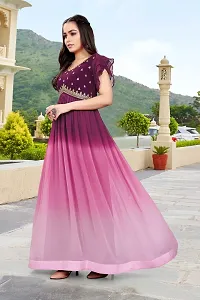 Women Embroidered Georgette Anarkali GOWNS  (WINE)-thumb3