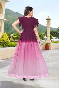 Women Embroidered Georgette Anarkali GOWNS  (WINE)-thumb1