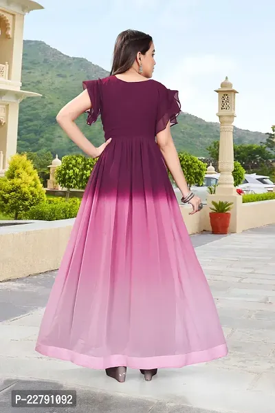Women Embroidered Georgette Anarkali GOWNS  (WINE)-thumb2