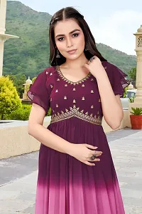 Women Embroidered Georgette Anarkali GOWNS  (WINE)-thumb2