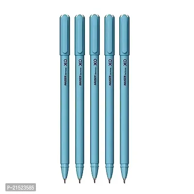 Best Quality Hauser Xo Ball Pen Pouch Pack - Tip Size 0.7 Mm - Sleek Body  Minimalistic Design - Matt Finish - Solid Body Type - Low Viscosity Ink - Ultra Durable Tip - Blue Ink, Set Of 5 Pcs