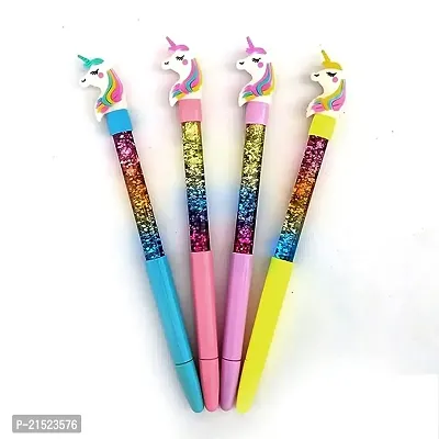 Best Quality Unicorn Toy Water Glitter Gel Pen Beautiful Designer Pen Gel Pen Best Gift For Kids Best Return Gift For Students (Pack Of 4),Blue-thumb0