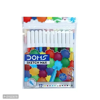 Best Quality Doms Sketch Max 12 Shades Non-Toxic Water Colour Sketch Pens - Bright  Intense Colors - Sketch Pen Set For Kids, Non Toxic Colouring Range, Safe For Children-thumb0