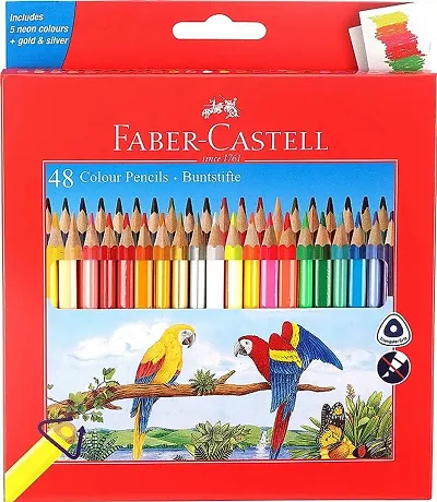 Best Quality Faber-Castell 48 Triangular Colour Pencils-Multicolor