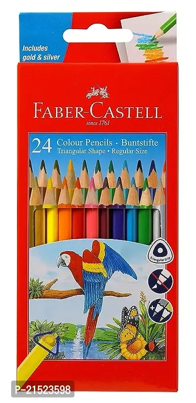 Best Quality Faber-Castell Triangular Colour Pencils - Pack Of 24 (Assorted)