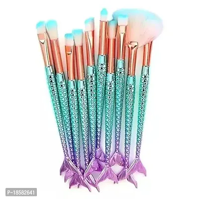 Makeup Brushes Set 10Pcs 3D Mermaid Makeup Brush Cosmetic Brushes Eyeshadow Eyeliner Blush Brushes-thumb0
