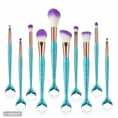 Makeup Brushes Set 10Pcs 3D Mermaid Makeup Brush Cosmetic Brushes Eyeshadow Eyeliner Blush Brushes-thumb0