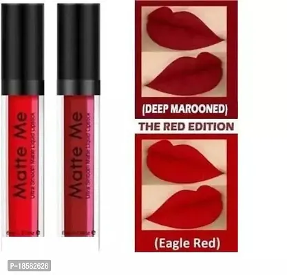 Non Transfer Waterproof Longlast Matte Liquid Lipstick Combo, Pack Of 2 (Red, Maroon, 16 ml)