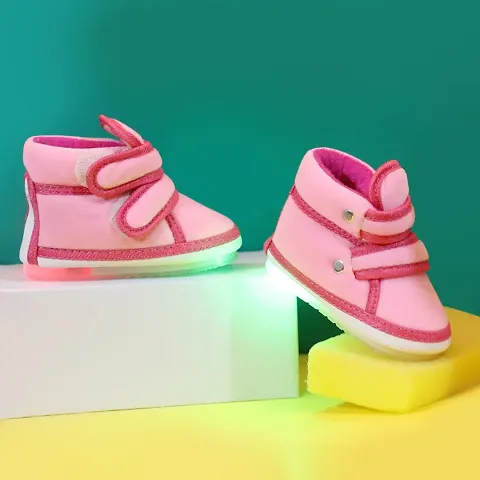 Fabulous Pink Cotton Bootie Shoe For Kids