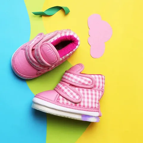 Fabulous Pink Cotton Bootie Shoe For Kids