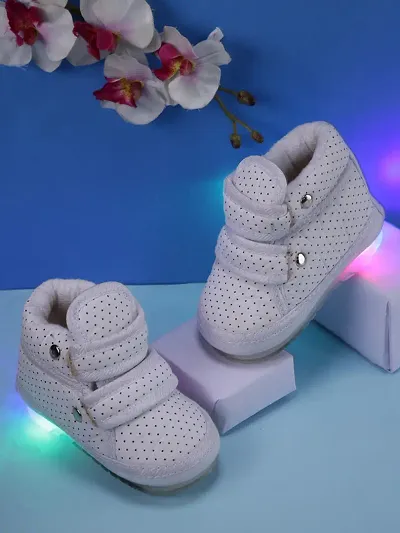 Fabulous White Cotton Bootie Shoe For Kids