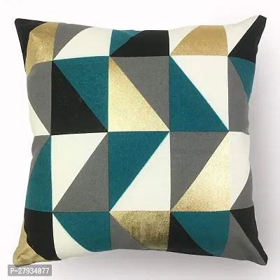 Geometric Triangle Golden Touch Printed Cushion Cover-thumb0