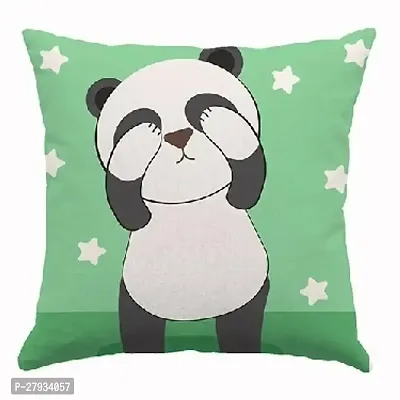 Panda Printed Green Cushion Cover-thumb0