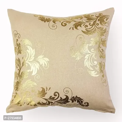 Natural Chembary Gold Printed Leaf Cushion Cover