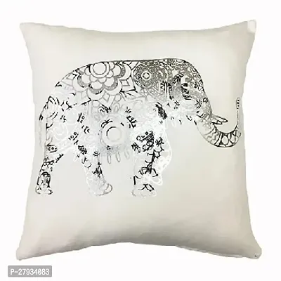 Elephant Pattern Silver Foil Printed Cushion Cover-thumb0