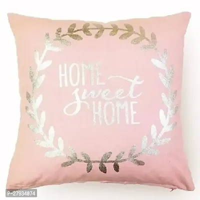 Home Sweet Home Silver Printed Pink Cushion Cover-thumb0