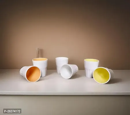 Ceramic Tapri Chai Cup Set of 6 (100ml Each) (Multicolour)-thumb2