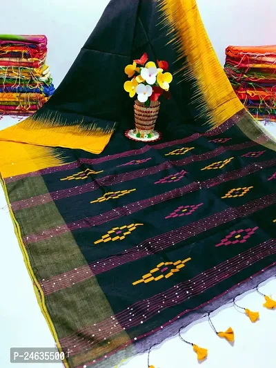 Elegant Cotton Blend Printed Women Saree with Blouse Piece-thumb0
