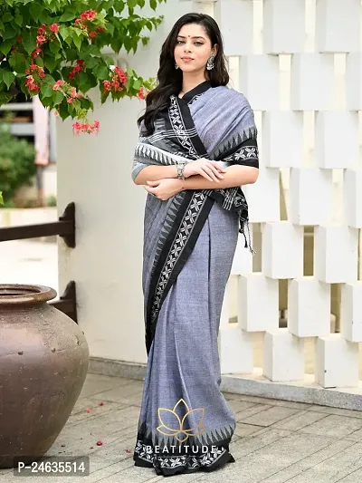 Elegant Cotton Self Pattern Women Saree with Blouse Piece-thumb0