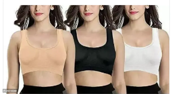 Stylish Cotton Blend Solid Non Padded Bras For Women Combo Of 3