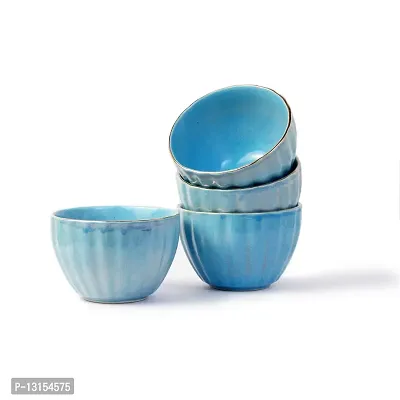 Signowell Gloss Finish designer Premium Bowl | Gloss Finish design with Golden Top for looking good | Color Blue | Design Marble | Capacity 210 ml (Pack of 4)-thumb0