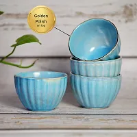 Signowell Gloss Finish designer Premium Bowl | Gloss Finish design with Golden Top for looking good | Color Blue | Design Marble | Capacity 210 ml (Pack of 4)-thumb2